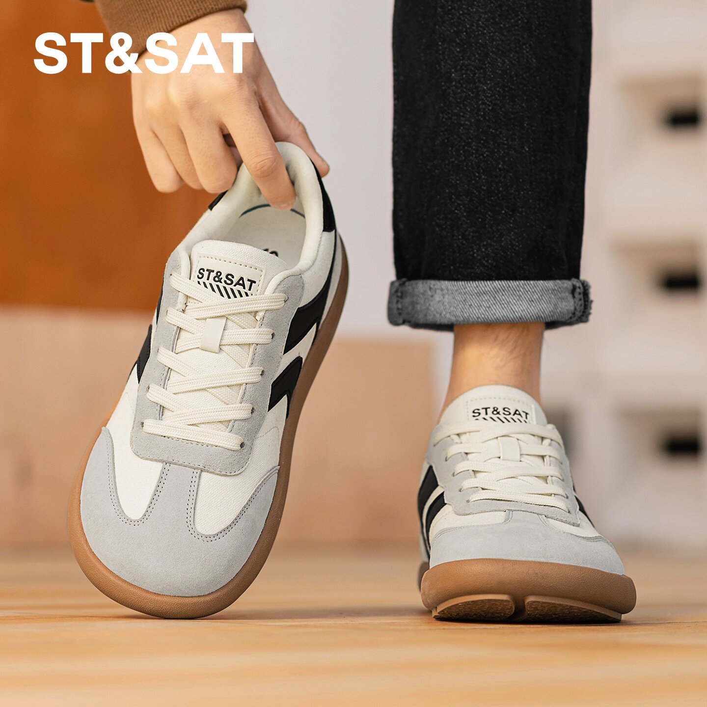 星期六男鞋春季户外休闲鞋男宽楦舒适运动德训鞋夏季透气百搭潮流