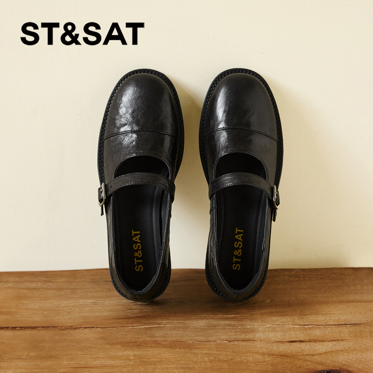 星期六黑色厚底乐福鞋女新款英伦风真皮小皮鞋粗跟通勤单鞋女