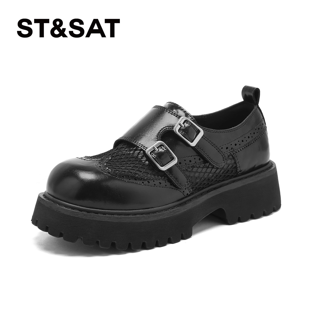 星期六厚底乐福鞋女款2026新款夏季英伦风布洛克小皮鞋增高单鞋女