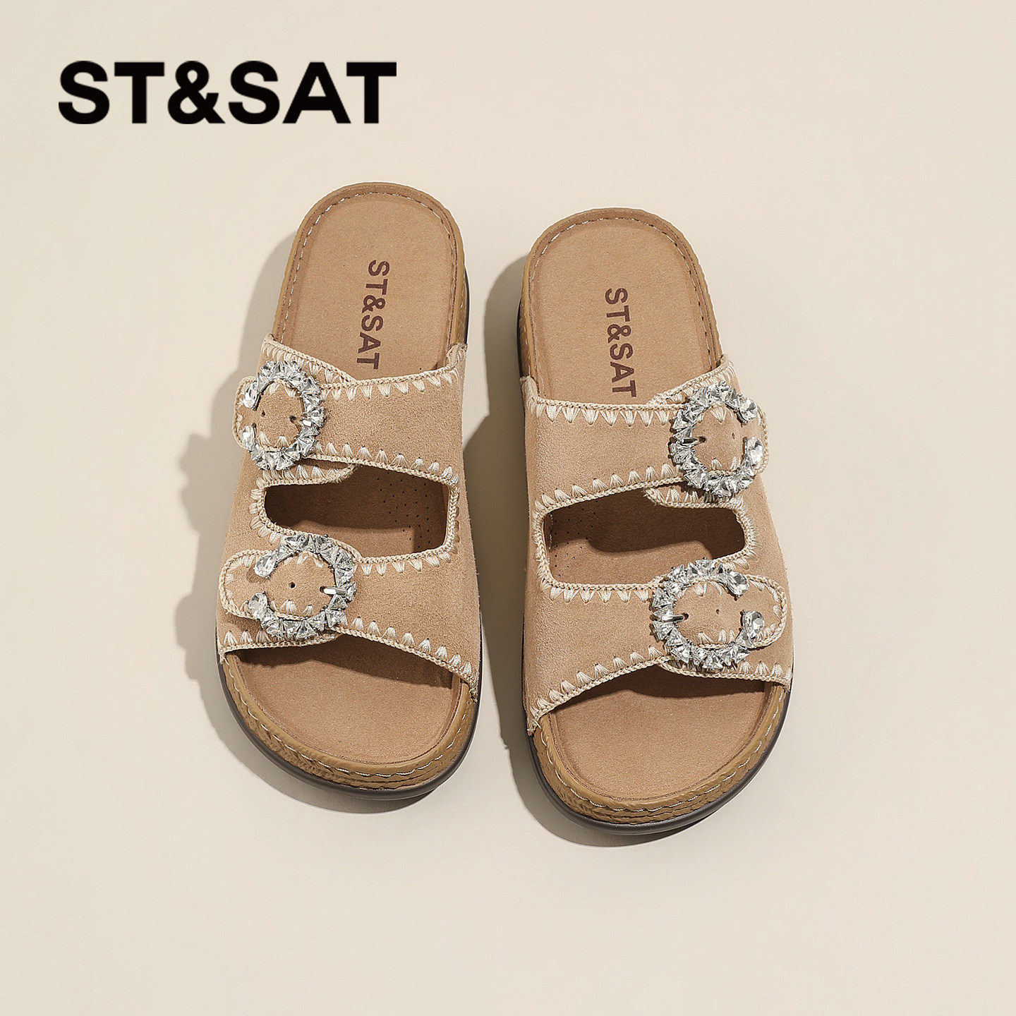 星期六不累脚巨好看凉拖鞋女夏外穿2026新款一脚蹬勃肯鞋半拖凉鞋