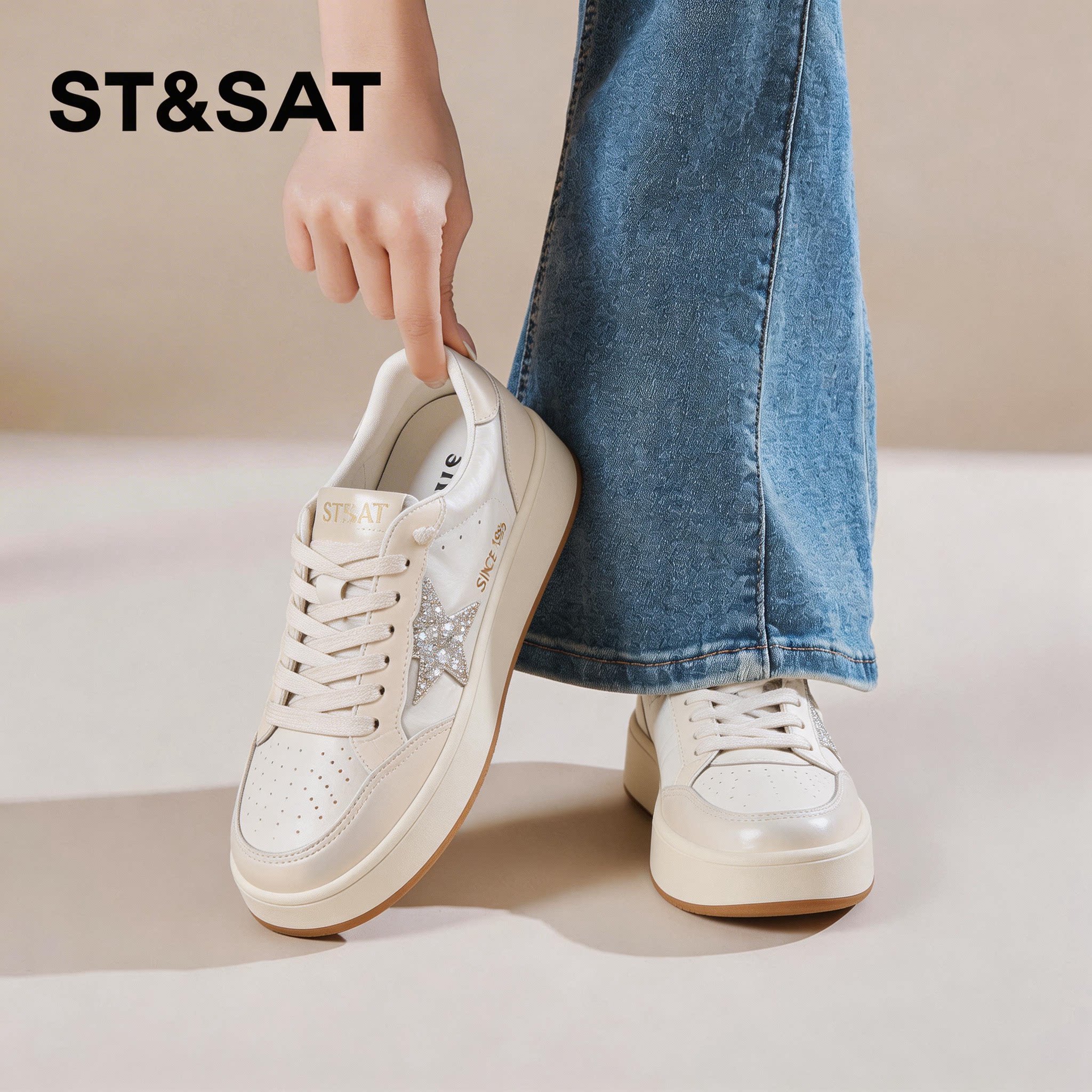 星期六厚底小白鞋女26春夏季皮面增高透气运动休闲板鞋爆款巨好看