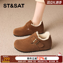 星期六羊毛勃肯鞋毛绒真皮雪地靴女鞋2025冬季新款加绒毛毛鞋棉鞋