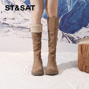 星期六两穿长筒雪地靴女款2025新款冬季加绒加厚高筒长靴东北棉靴