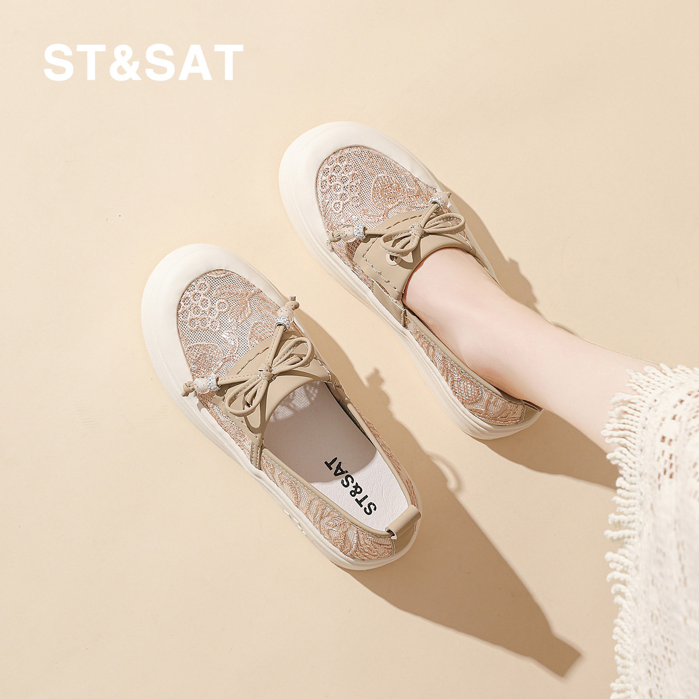 星期六厚底女款乐福鞋2026新款夏季休闲蝴蝶结懒人鞋时尚渔夫鞋子