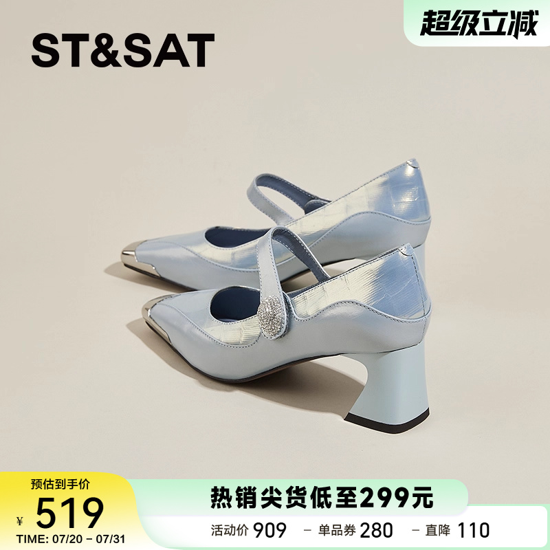 星期六法式复古玛丽珍鞋女高跟鞋