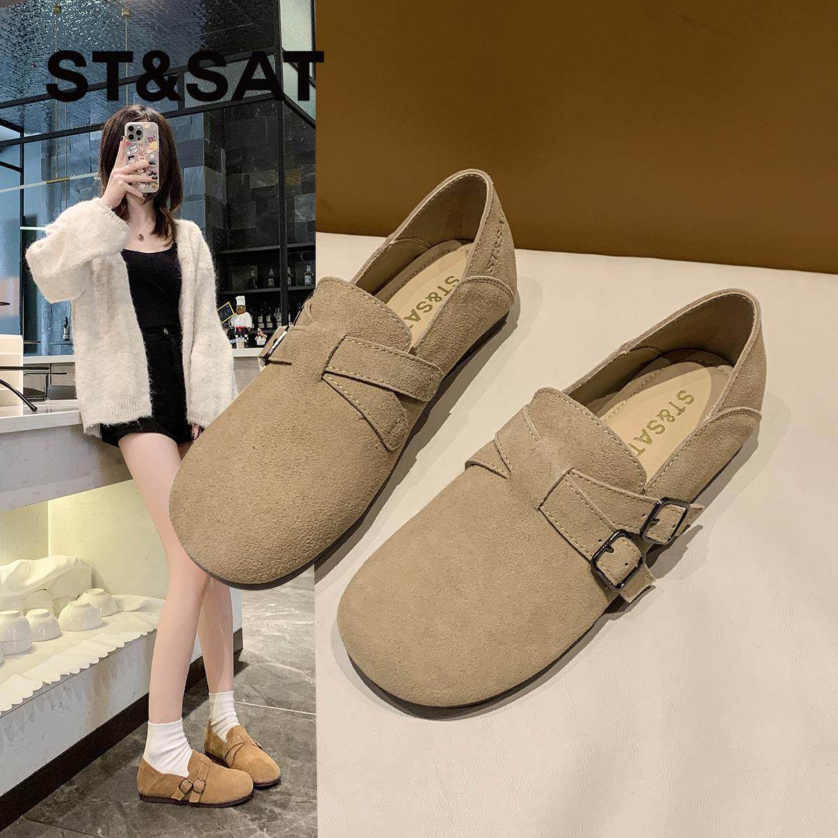 星期六真皮软底勃肯鞋女2025春夏新款平底不累脚浅口单鞋一脚蹬,女鞋,勃肯鞋/软木鞋,淘宝优惠券,粉丝福利购,淘宝优惠卷