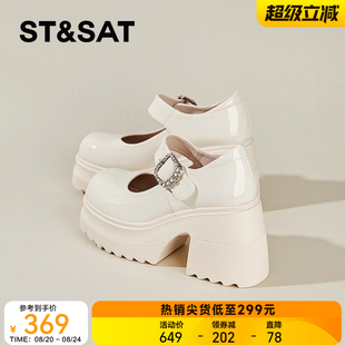 女款 新款 星期六粗跟英伦风小皮鞋 2025秋季 真皮玛丽珍鞋 百搭高跟鞋