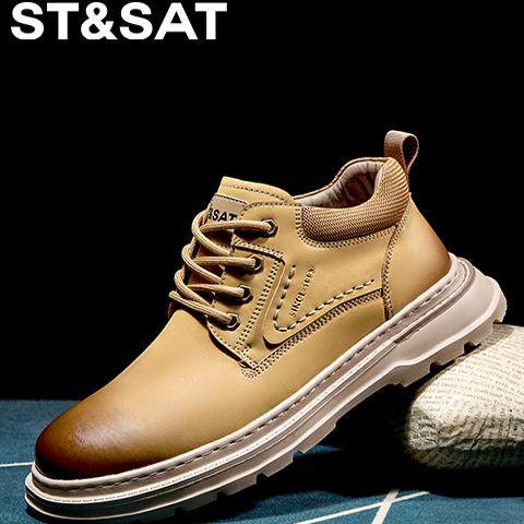 星期六男鞋2025秋冬新款低帮马丁靴加绒保暖休闲鞋潮流百搭德比鞋