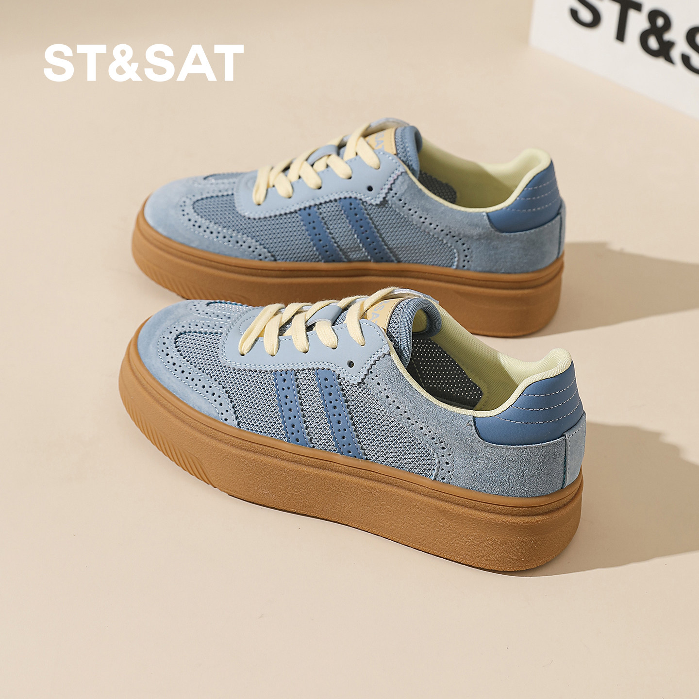 星期六厚底女款德训鞋2026新款春夏透气网面休闲鞋女舒适百搭板鞋