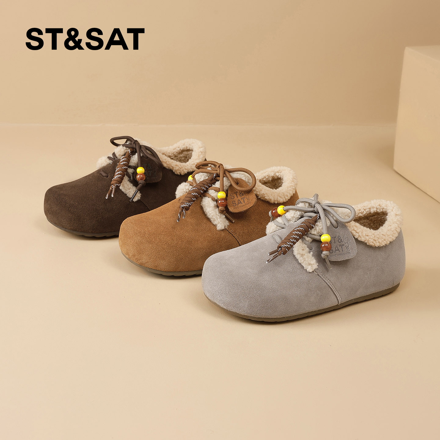 星期六全包勃肯棉鞋女2025新款冬季加绒舒适百搭毛毛鞋厚底雪地靴