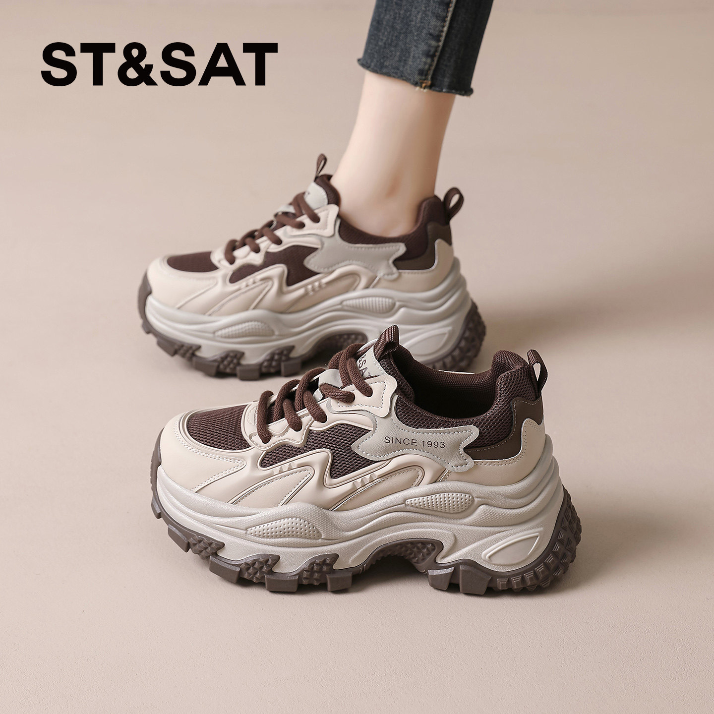 星期六厚底老爹鞋女款新款春季女鞋增高轻便休闲运动鞋子透气爆款