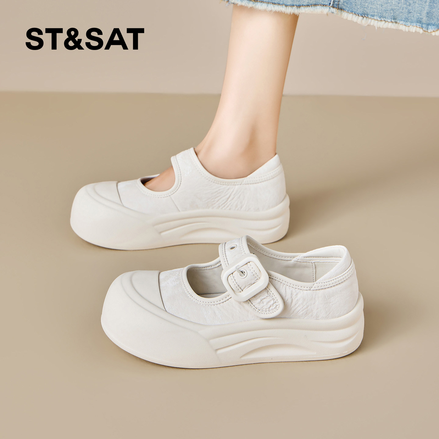 星期六玛丽珍鞋女2026早春漂亮单鞋百搭配裙子大头鞋厚底浅口单鞋