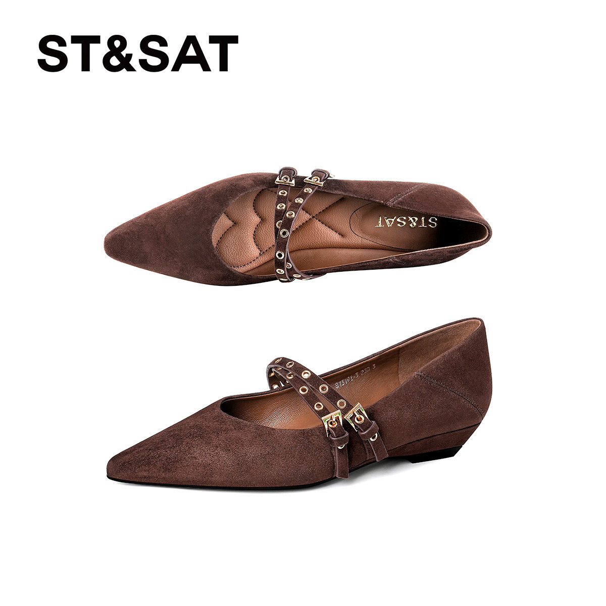 星期六法式玛丽珍鞋女2025新款尖头浅口英伦复古单鞋平底真皮女鞋