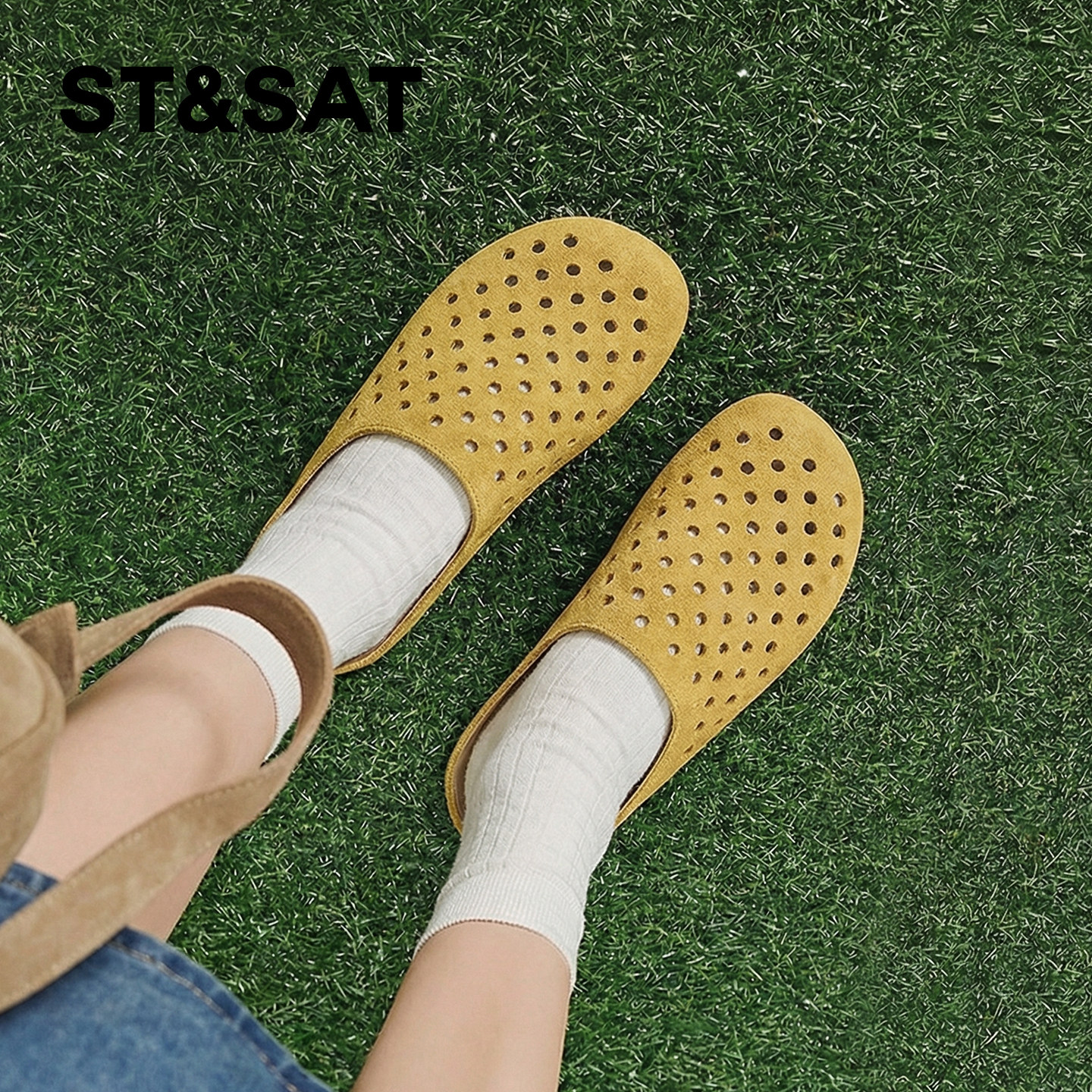 星期六镂空勃肯鞋女款2026新款包头拖一脚蹬懒人鞋透气外穿半拖鞋