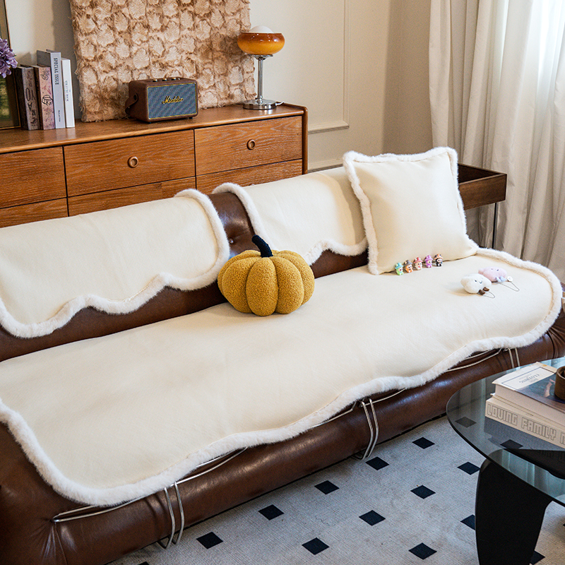 北欧现代秋冬加厚皮质沙发垫