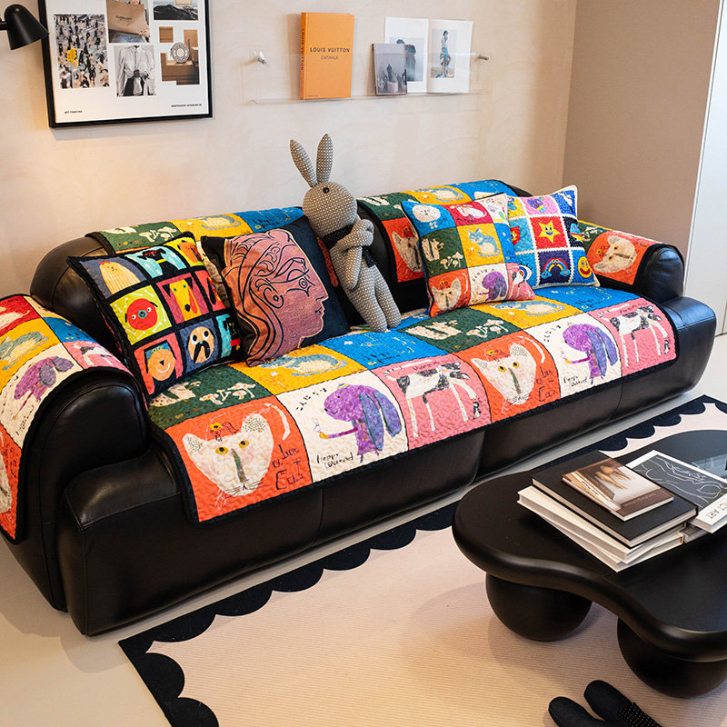 温馨奇趣卡通沙发垫简约现代四季通用坐垫客厅贵妃防滑沙发巾套罩