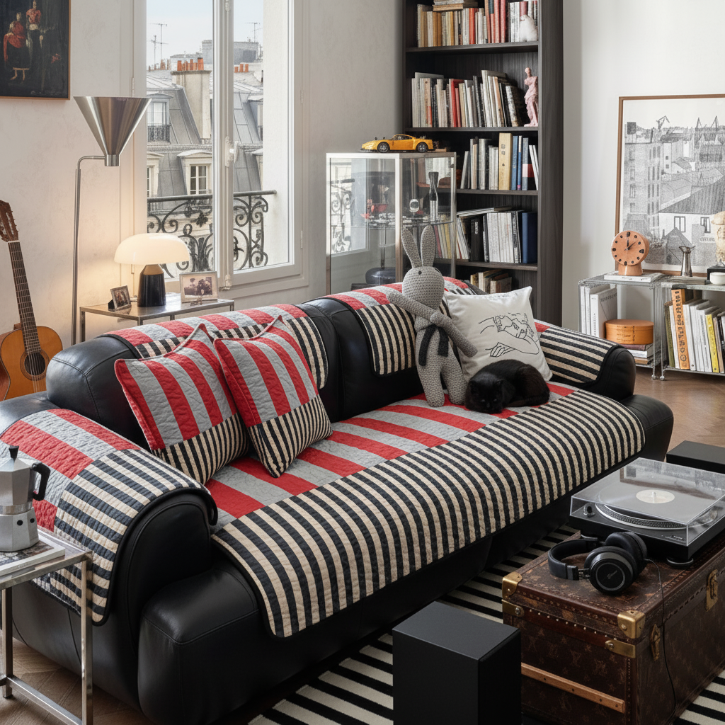 美式经典几何条纹沙发垫