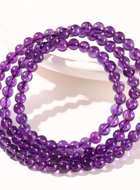 晶德珠宝 8a级天然乌拉圭浓紫色紫水晶多圈手链百搭手串饰品