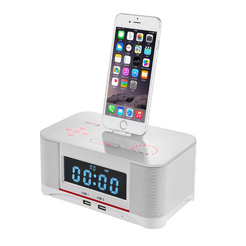 厂家A8苹果iphone16手机充电底座音箱酒店床头闹钟高音质蓝牙