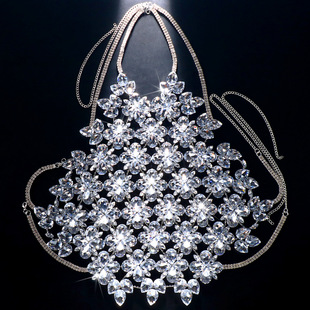 chain 欧美性感夸张花朵挂脖身体链饰品body 跨境新款 水钻胸链