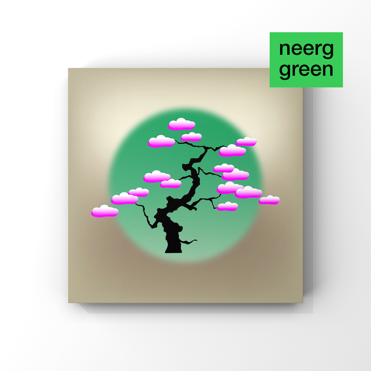NEERG 原创版权《樱花盆栽》粉色渐变小众植物装饰画客厅卧室挂画图片