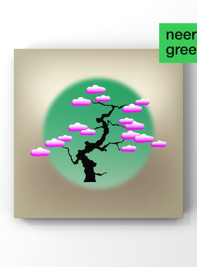 NEERG 原创版权《樱花盆栽》粉色渐变小众植物装饰画客厅卧室挂画