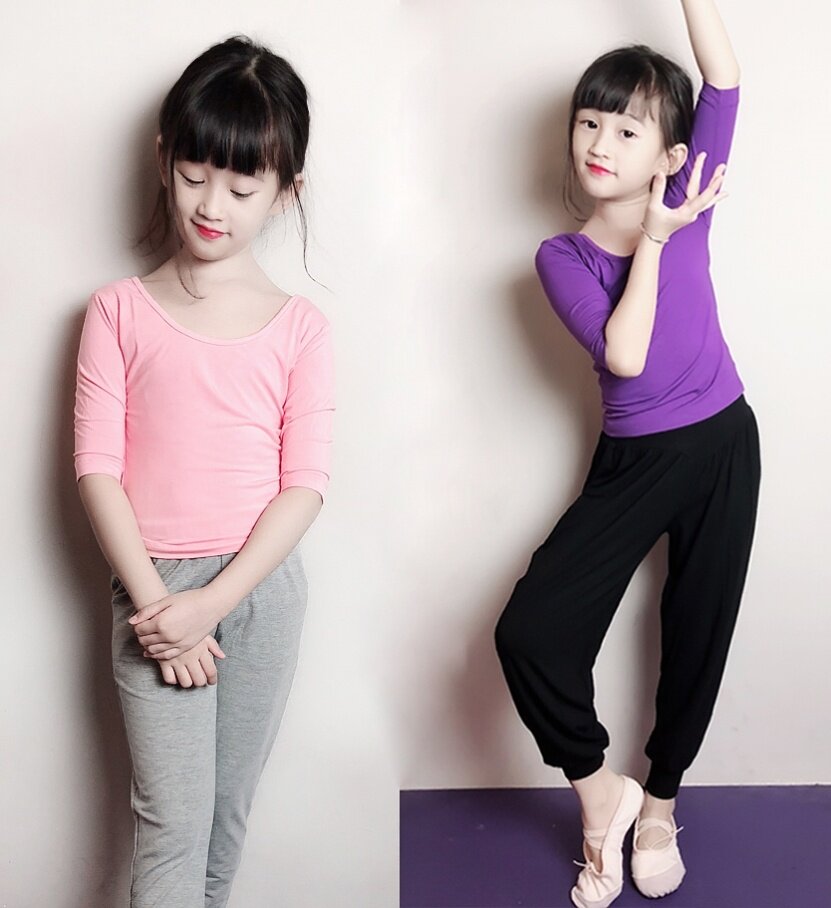 女童儿童瑜伽服女孩中大童练功服灯笼裤亲子装母女莫代尔舞蹈套装