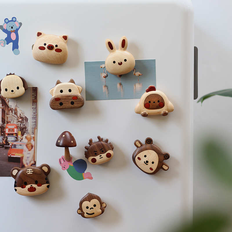 动物实木装饰可爱卡通小鸡冰箱贴