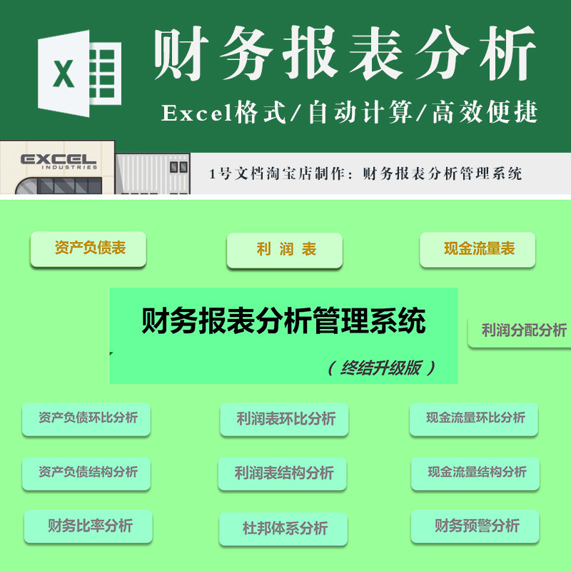 财务报表分析表 资产负债利润现金流量 环比结构杜邦体系比率分析