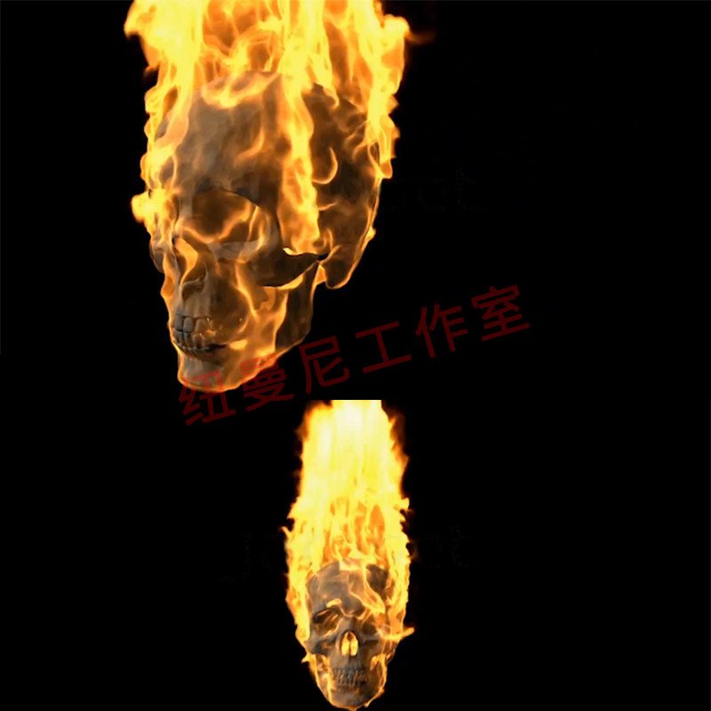 恶灵骑士万圣节恐怖火焰骷髅头鬼火酒吧夜店背景视频抖音特效素材