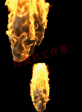 恶灵骑士万圣节恐怖火焰骷髅头鬼火酒吧夜店背景视频抖音特效素材