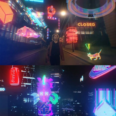 元宇宙未来赛博朋克科幻霓虹灯特效发光全息投影科技感4K视频素材