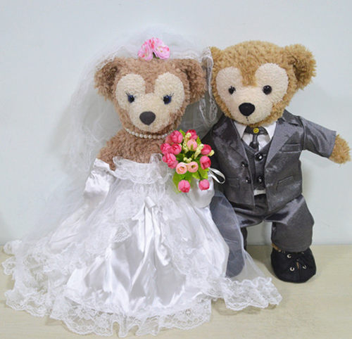 达菲熊雪莉玫婚纱公仔