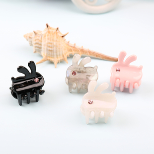 高级感百搭兔子醋酸发夹侧边小抓夹镶钻前额碎发刘海夹发卡发饰