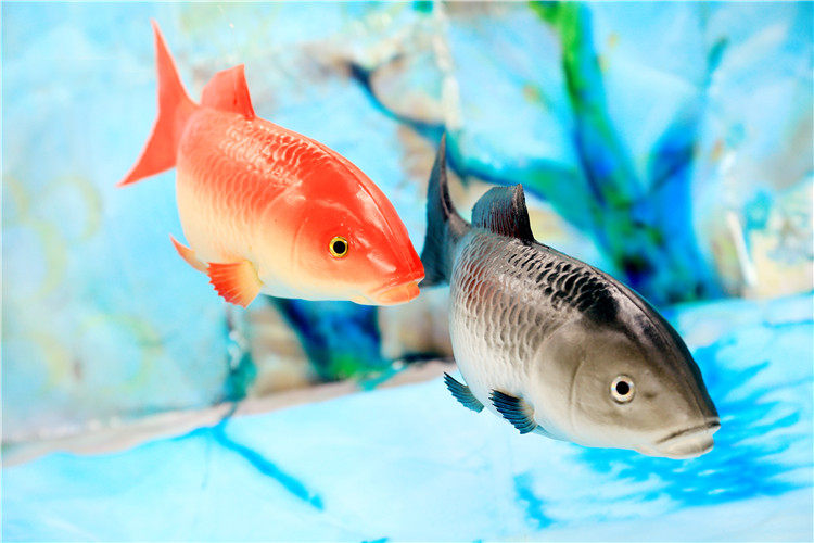 仿真红色鲤鱼灰色鱼肉腊鱼玩具仿真鱼模型pu仿真鲤鱼假鱼大黑鲤鱼