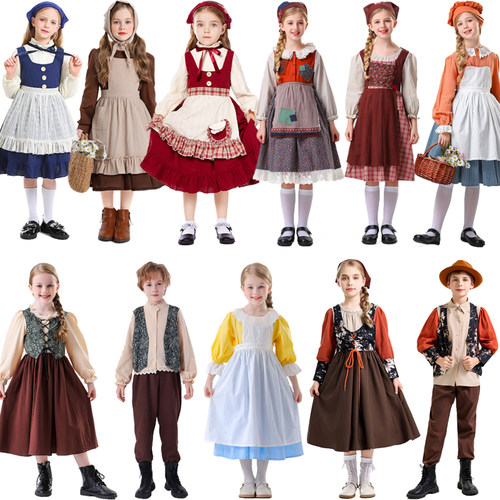 万圣节卖火柴的小女孩平民舞台话剧表演中世纪田园女仆油画风拍摄