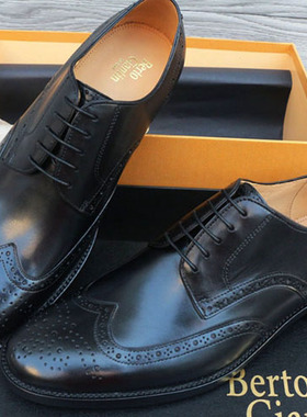 正品Berto Giantin 英伦布洛克雕花真皮底商务正装德比鞋绅士男鞋