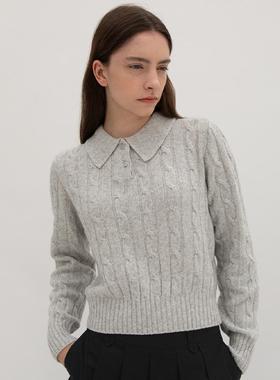 少量现货 设计师品牌levar 休闲翻领毛衣长袖羊毛衫女