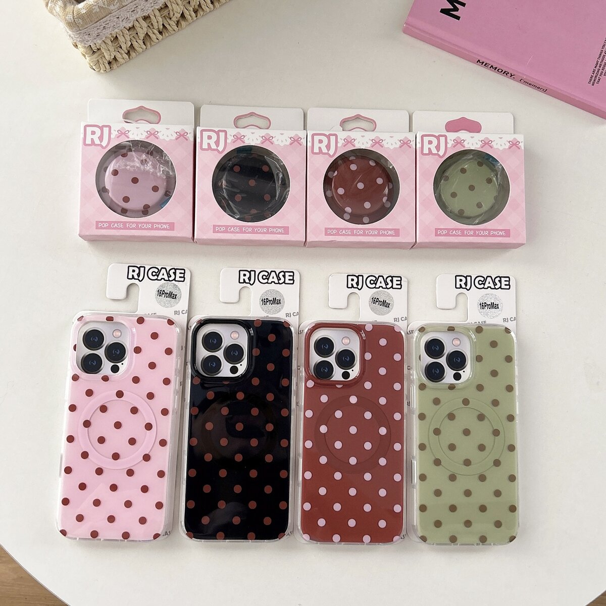 爱珀客ins简约风满屏波点磁吸支架适用苹果17promax手机壳iphone15新款14pro女款13pm全包保护壳16promax