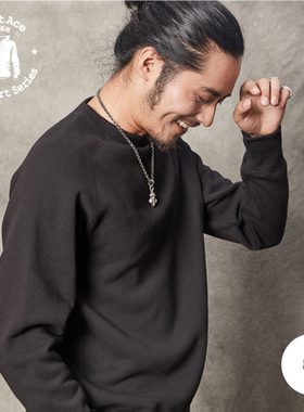 Printace 咔叽复古美棉起绒保暖马鞍斜肩圆领套头长袖卫衣男6227