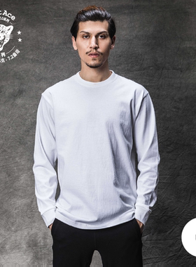 PrintAce Vintage咔叽复古桶织小领口重磅全棉圆领长袖5244