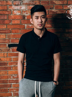 PrintAce Vintage 咔叽复古重磅全棉无缝桶织短袖Polo衫 6077