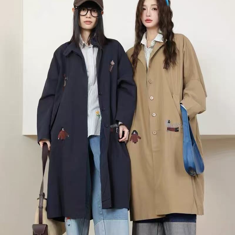 卡其色风衣大码女装中长款2025新款秋季英伦风流行外套怪怪树3501