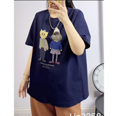 2026春季 遮肚上衣UP3258 T恤加肥加大女装 新款 欧货卡通纯棉短袖