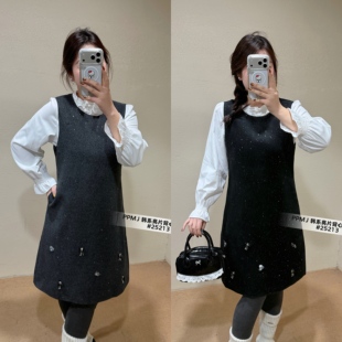 25213 减龄小香风连衣裙背心裙穿搭套装 20号上新 两件套a字裙法式