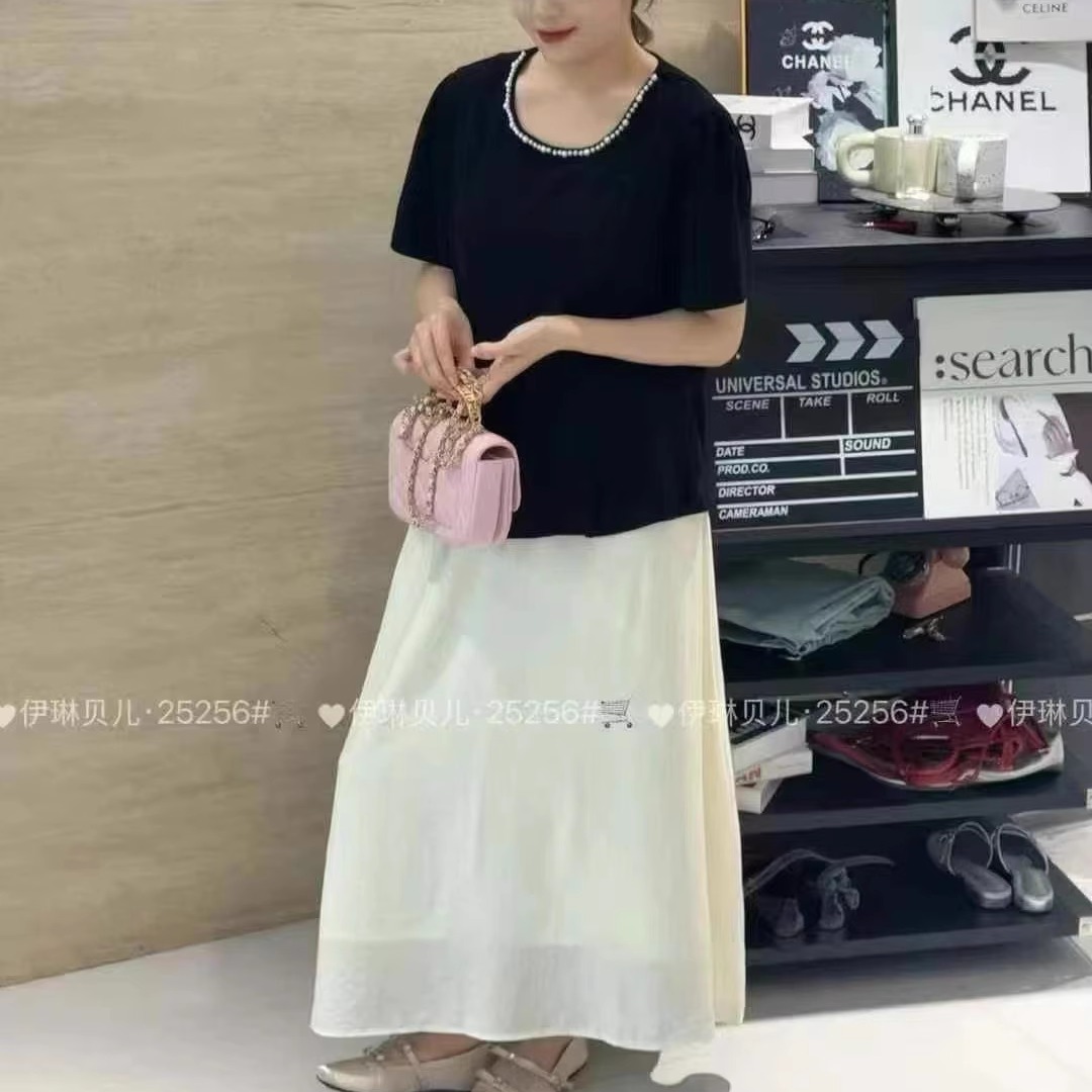 正品伊琳贝儿法式高级感上衣+半身裙套装夏季新款设计感套装25256