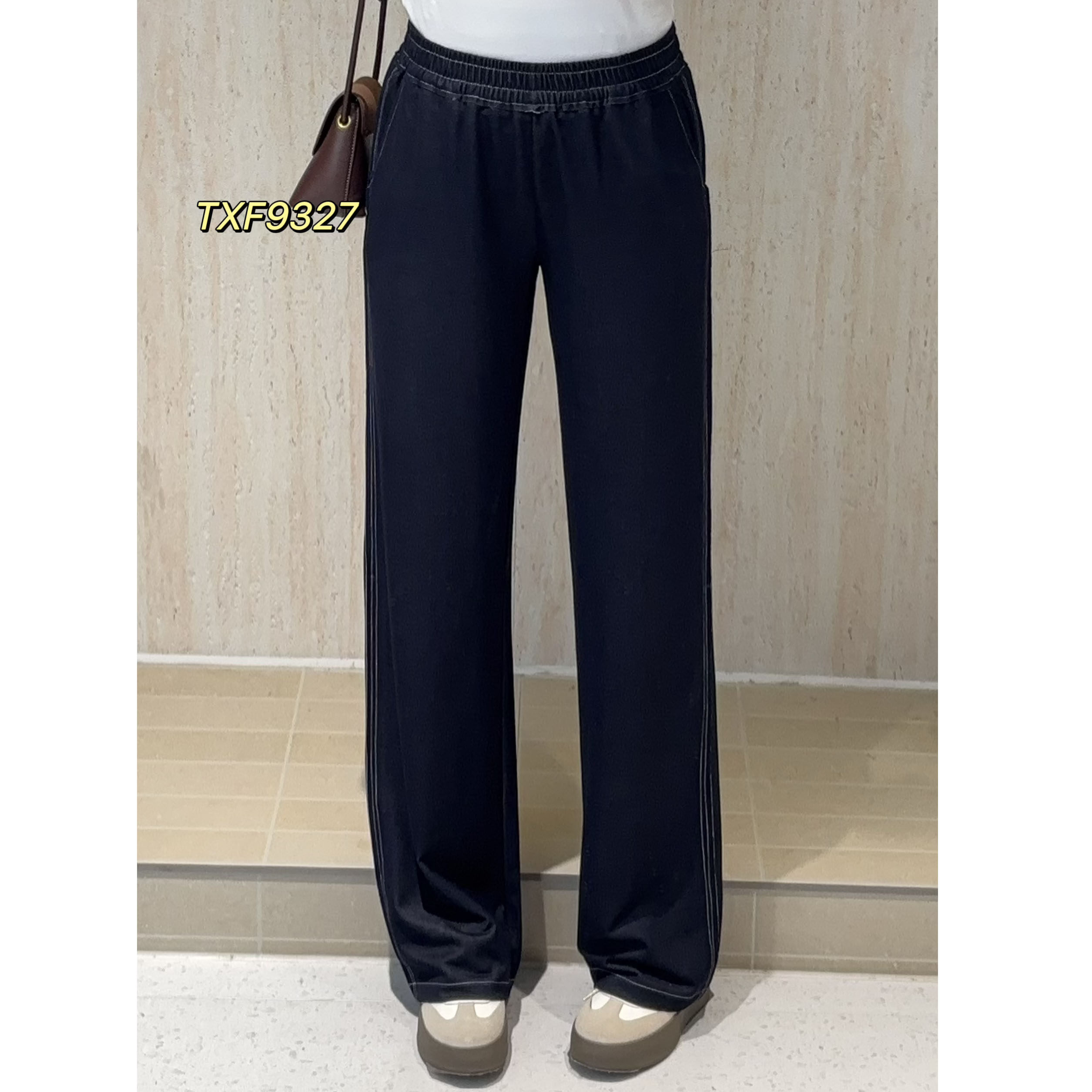 2026春季新品大码女装直筒裤松紧腰天丝牛仔裤加肥加大图小菲9327