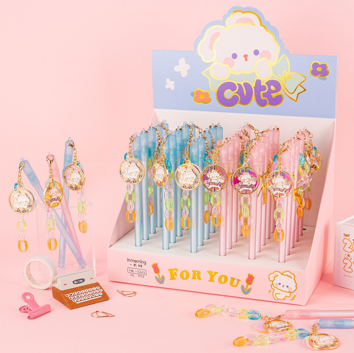 一木林小清新少女心可爱签字笔 芝芝兔系列金属挂件中性笔黑色0.