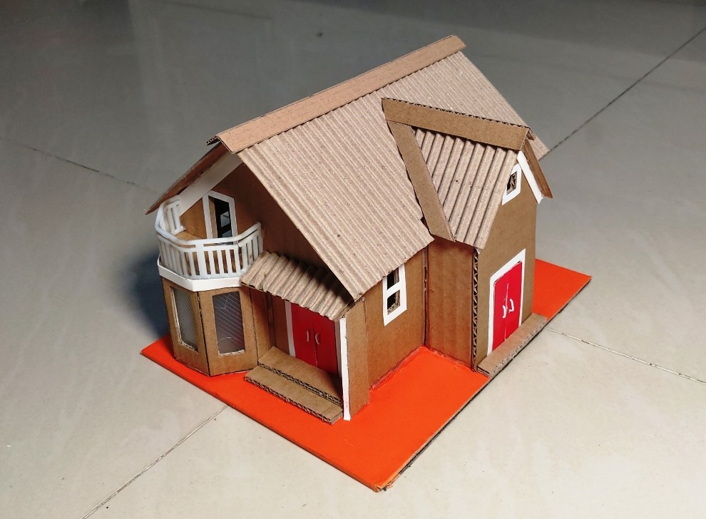 纸板小别墅小房子小木屋 环保幼儿园儿童手工作业废物利用