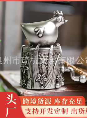 跨境热销新品小银鸡摆件创意个性新款 办公室茶几玄关桌工艺装饰